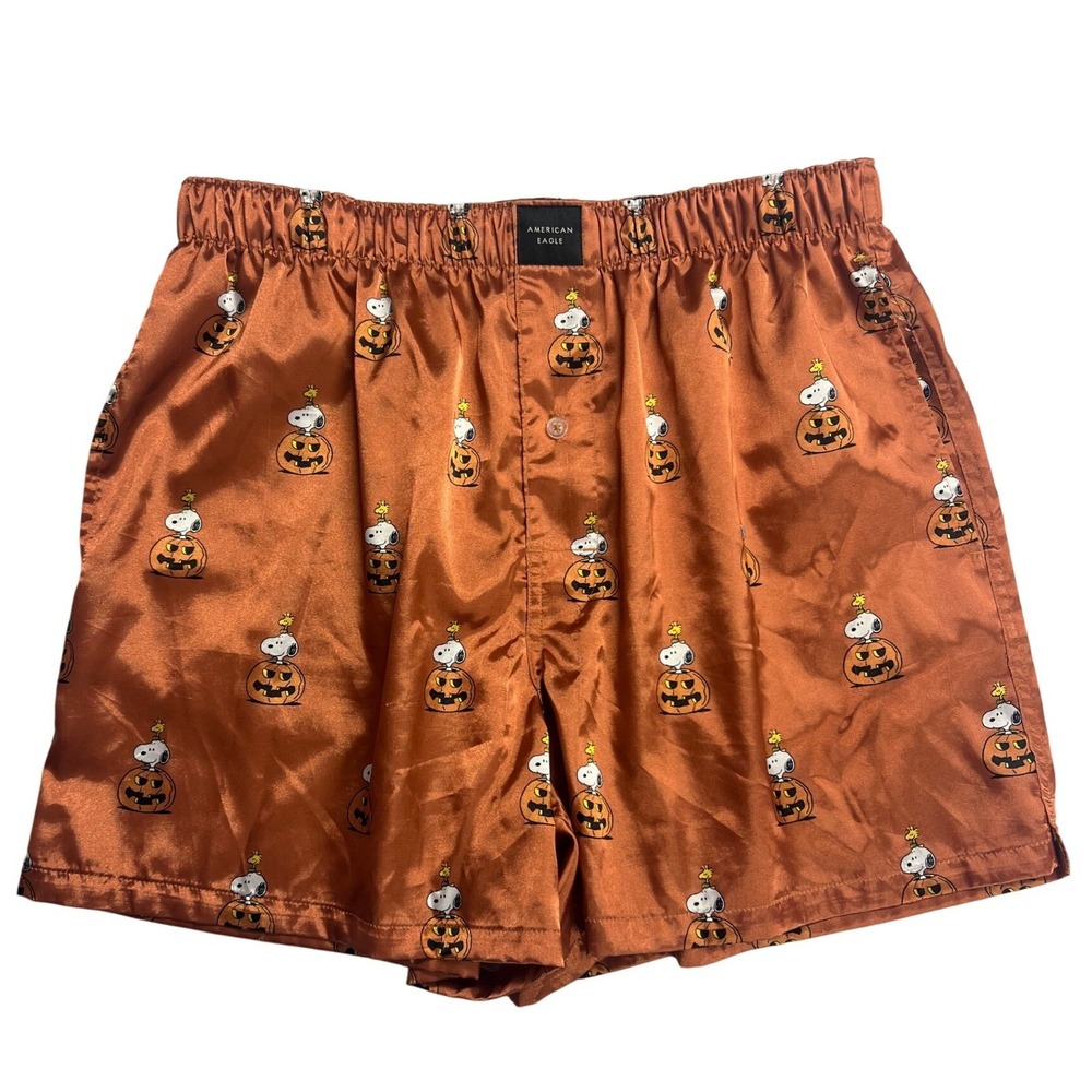 American Eagle Peanuts Snoopy Fall 2024 Satin Shorts M Halloween Pumpkins